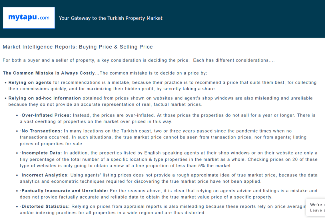   Turkish Residential Property: What Price to Buy or Sell at ?